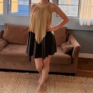 Free People Pleated Love Mini, Metallic Gold and Brown, Small